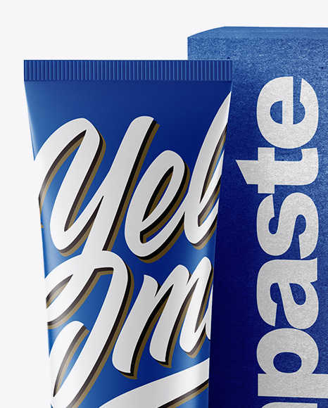 Matte Toothpaste Tube & Kraft Paper Box Mockup