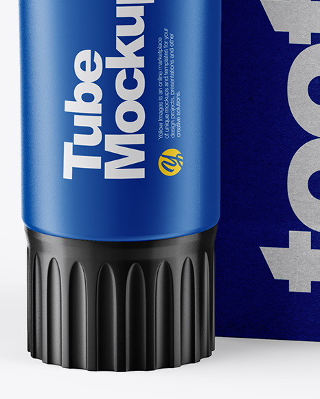 Matte Toothpaste Tube &amp; Kraft Paper Box Mockup