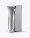 Metallic Toothpaste Tube & Paper Box Mockup