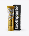 Metallic Toothpaste Tube &amp; Paper Box Mockup