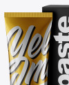 Metallic Toothpaste Tube &amp; Paper Box Mockup