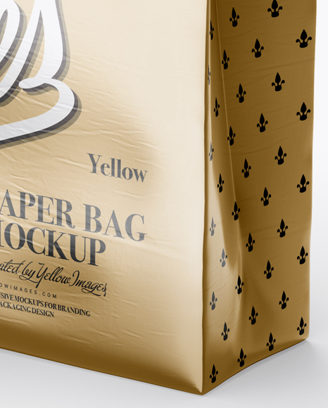 Metallic Paper Bag Mockup - Half Side View