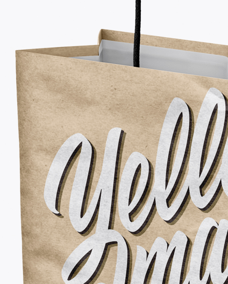 Kraft Paper Bag Mockup - Half Side View