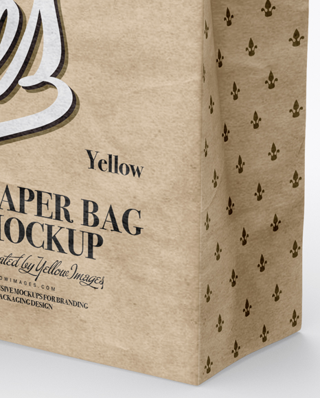 Kraft Paper Bag Mockup - Half Side View