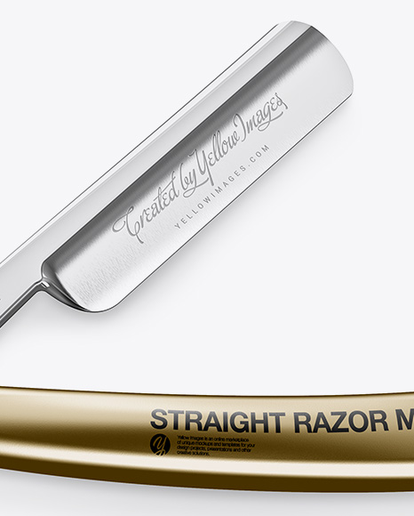 Straight Razor With Metallic Handle Mockup Straight Razor With Metallic Handle Mockup