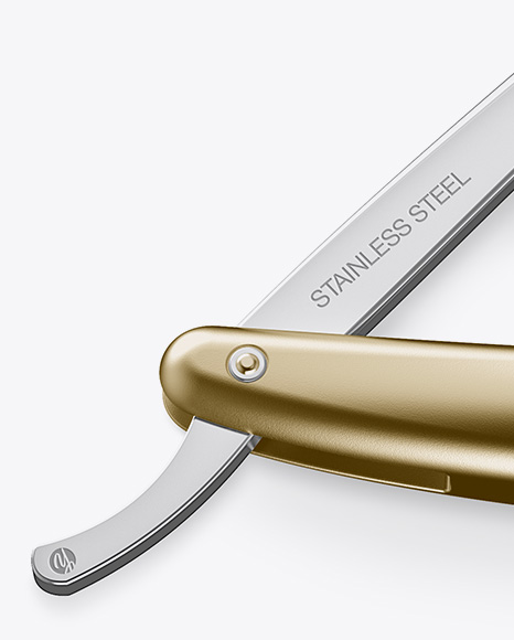 Straight Razor With Metallic Handle Mockup Straight Razor With Metallic Handle Mockup