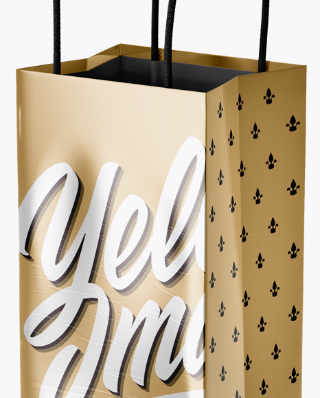 Metallic Paper Bag Mockup - Half Side View