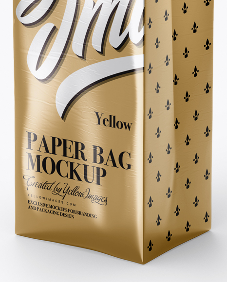 Metallic Paper Bag Mockup - Half Side View