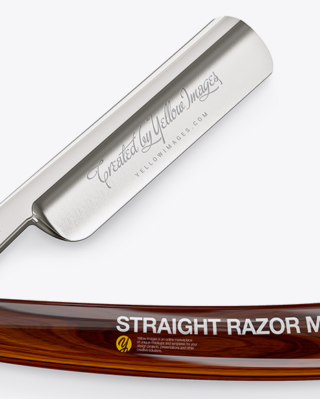 Straight Razor With Wooden Handle Mockup Straight Razor With Wooden Handle Mockup