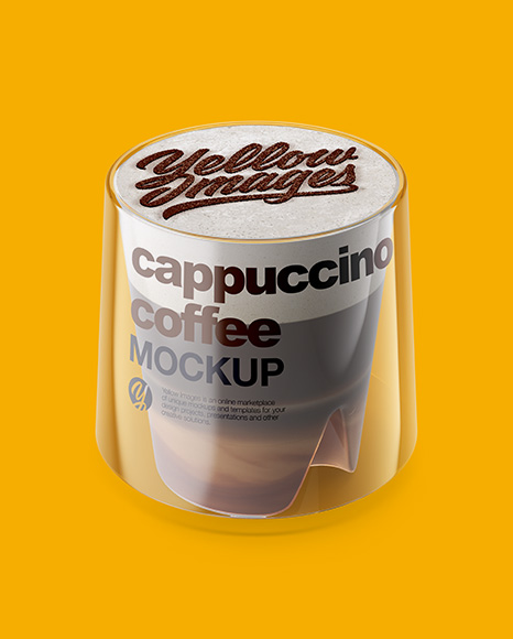 Cappuccino Coffee Cup with Cinnamon Mockup - High-Angle Shot &amp; Top View