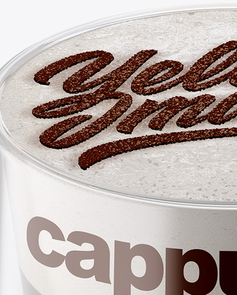 Cappuccino Coffee Cup with Cinnamon Mockup - High-Angle Shot & Top View