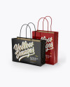 Two Glossy Paper Bags Mockup - Half Side View