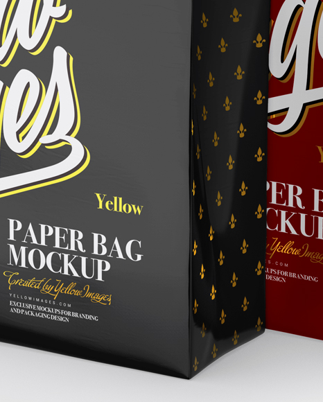 Two Glossy Paper Bags Mockup - Half Side View