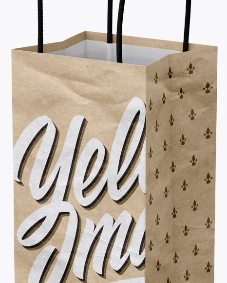 Kraft Paper Bag Mockup - Half Side View