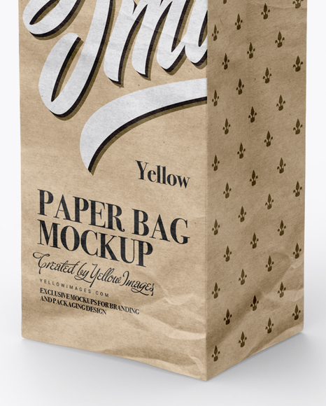 Kraft Paper Bag Mockup - Half Side View