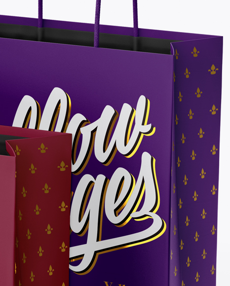 Two Matte Paper Bags Mockup - Half Side View