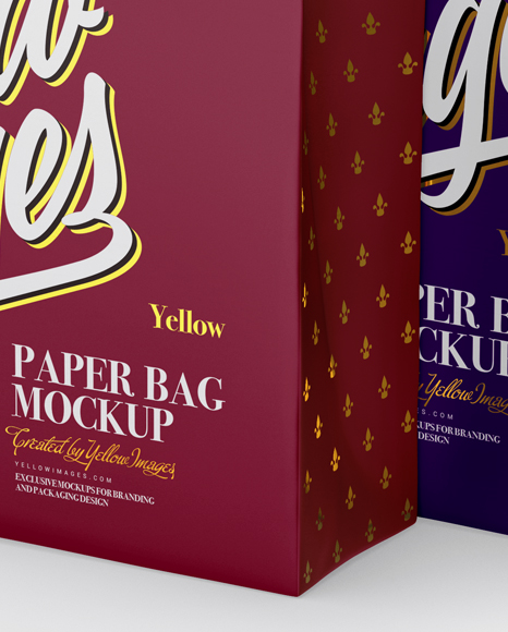 Two Matte Paper Bags Mockup - Half Side View