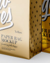 Two Metallic Paper Bags Mockup - Half Side View