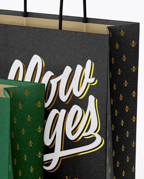 Two Paper Bags Mockup - Half Side View