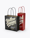 Two Glossy Paper Bags Mockup - Half Side View