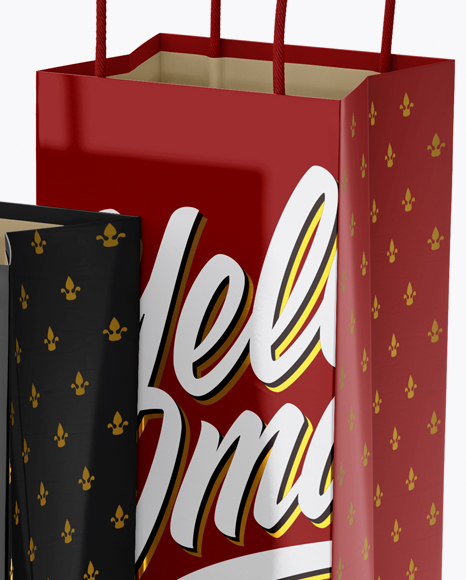 Two Glossy Paper Bags Mockup - Half Side View