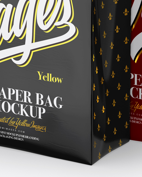 Two Glossy Paper Bags Mockup - Half Side View