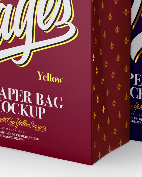 Two Matte Paper Bags Mockup - Half Side View