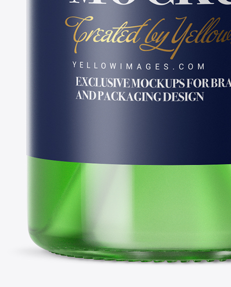 Clear Glass Green Liqueur Bottle Mockup