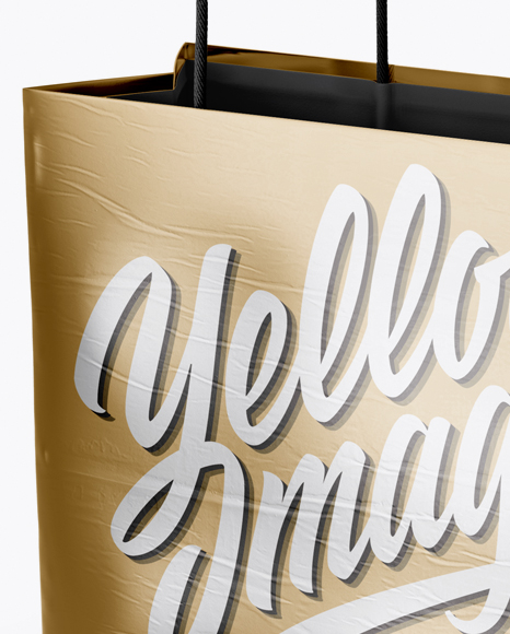 Two Metallic Paper Bags Mockup - Half Side View