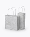 Two Kraft Paper Bags Mockup - Half Side View