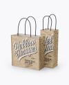 Two Kraft Paper Bags Mockup - Half Side View