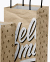 Two Kraft Paper Bags Mockup - Half Side View