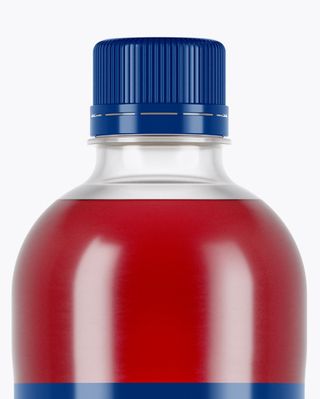 Clear PET Bottle With Red Drink Mockup