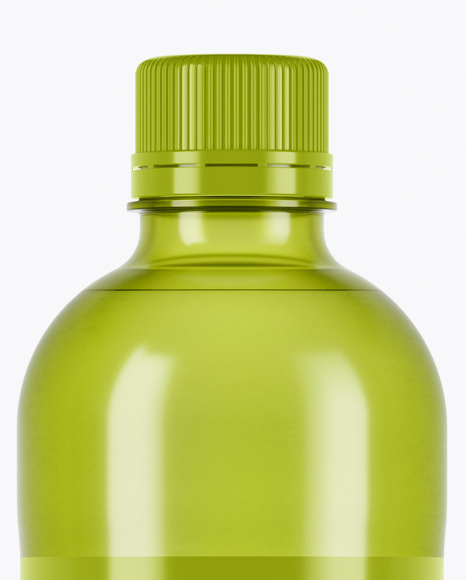 Green PET Bottle With Drink Mockup