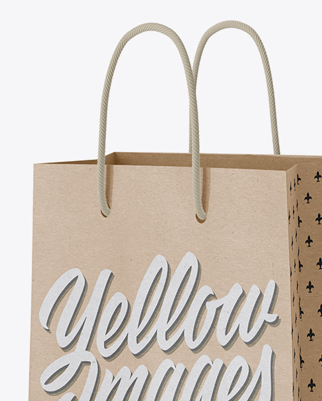 Kraft Bag Mockup - Half Side View