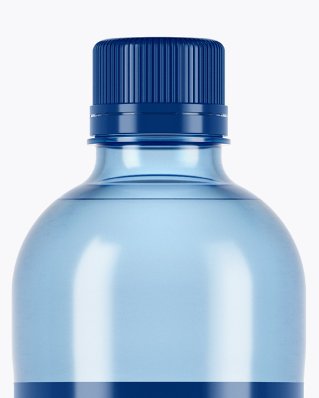 Blue PET Bottle With Water Mockup