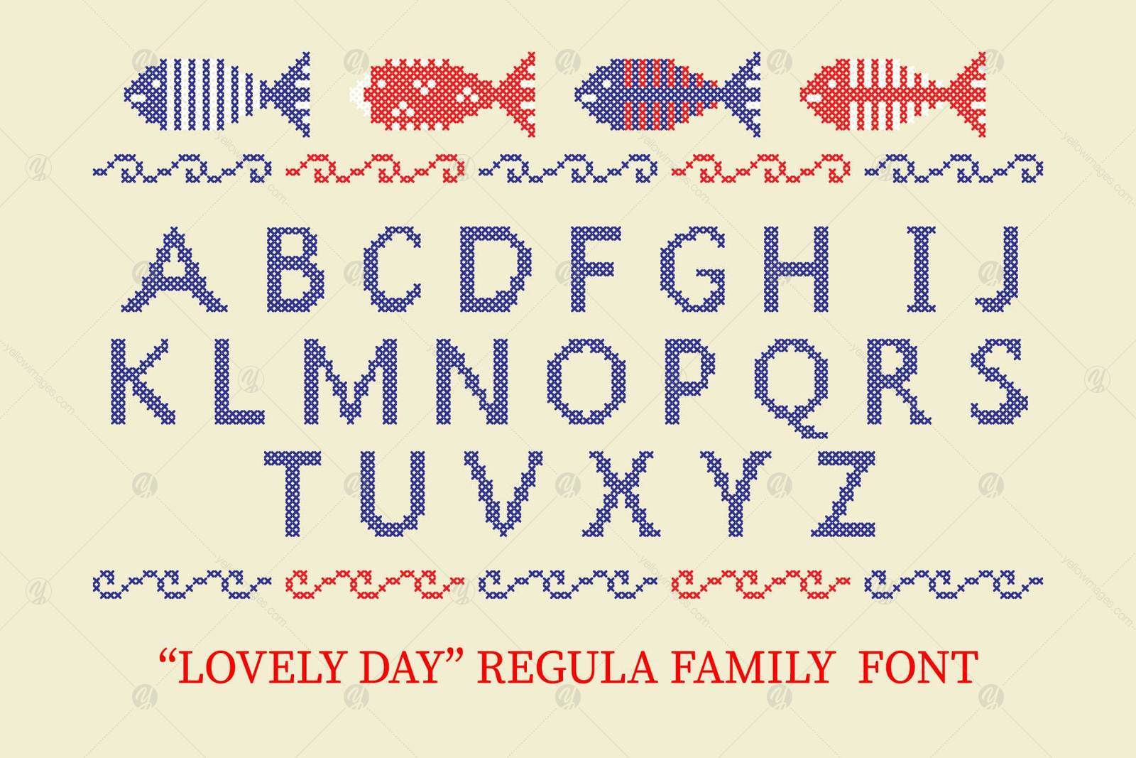 LOVELY DAY COLOR CROSSSTICH OTF-SVG multicolor font LOVELY DAY COLOR CROSSSTICH OTF-SVG multicolor font
