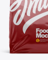 Glossy Plastic Food Bag Mockup - Front View