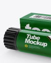 Glossy Toothpaste Tube & Paper Box Mockup