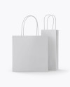 Two Matte Paper Bags Mockup - Half Side View