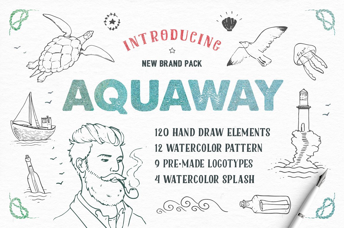 AquaWay — watercolored vector pack AquaWay — watercolored vector pack