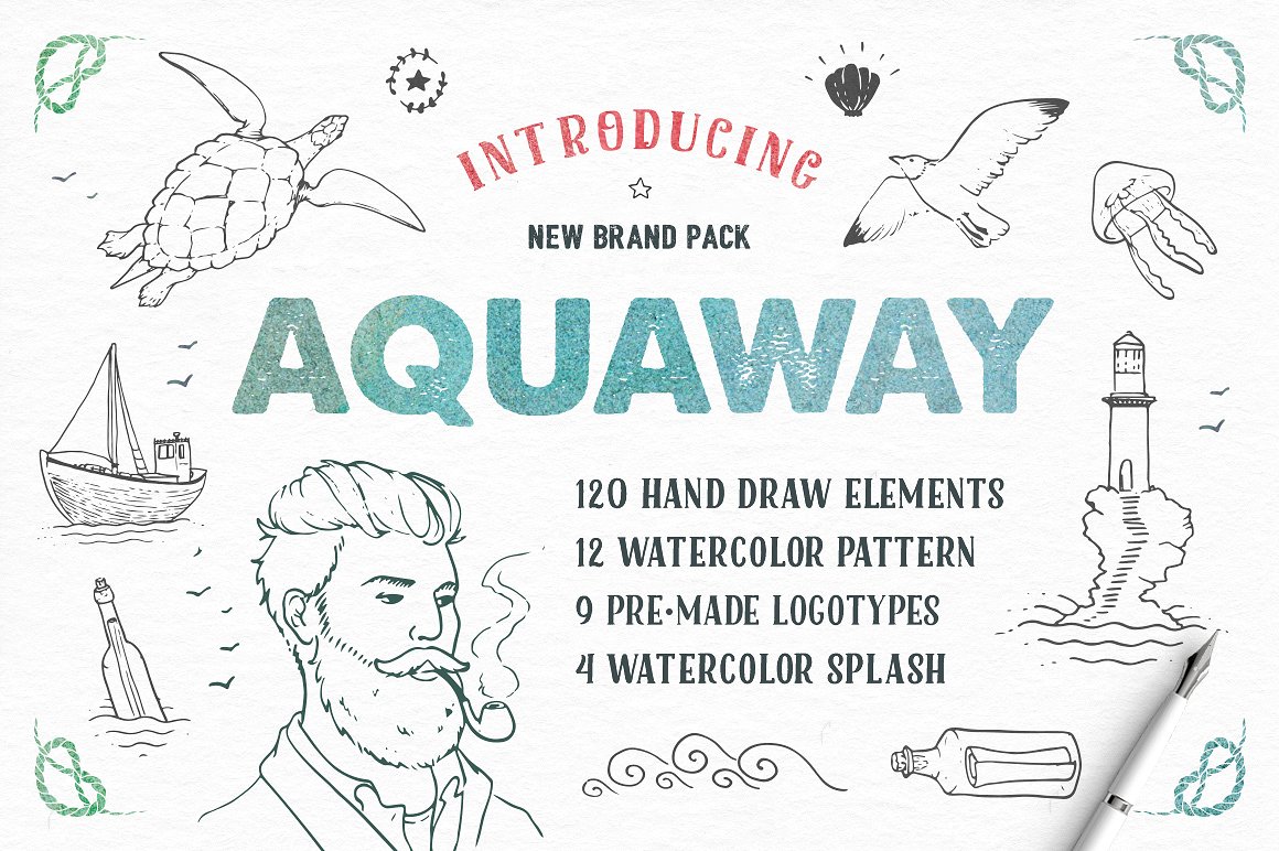 AquaWay — watercolored vector pack