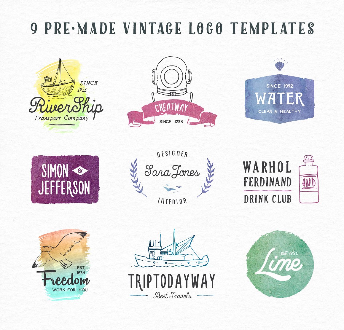 AquaWay — watercolored vector pack AquaWay — watercolored vector pack