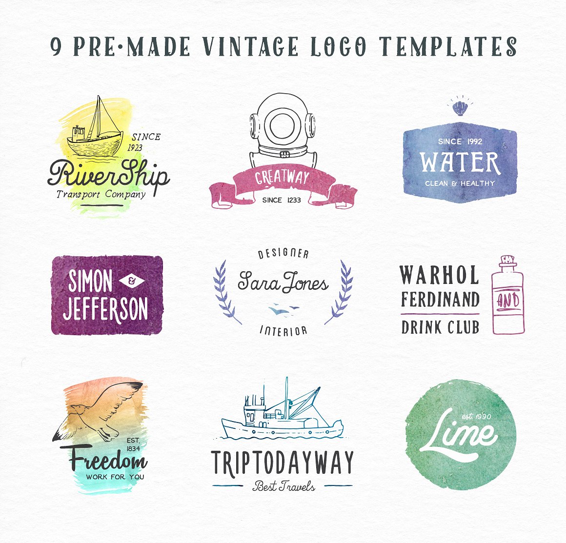 AquaWay — watercolored vector pack