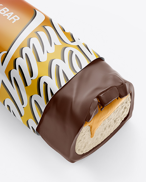 Opened Glossy Snack Bar Mockup - Half Side View