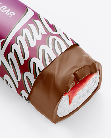 Opened Matte Snack Bar Mockup - Half Side View