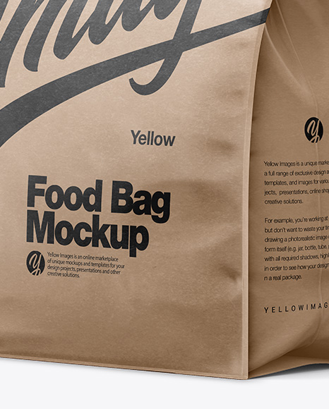 Kraft Paper Food Bag Mockup - Halfside View