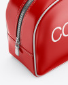 Glossy Cosmetic Bag - Half Side View (High-Angle Shot)