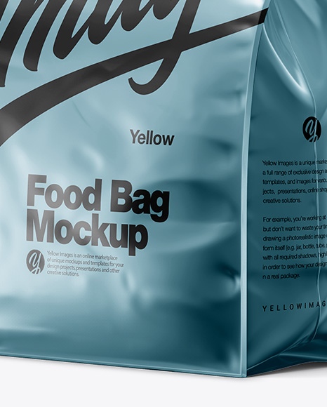 Metallic Food Bag Mockup - Halfside View