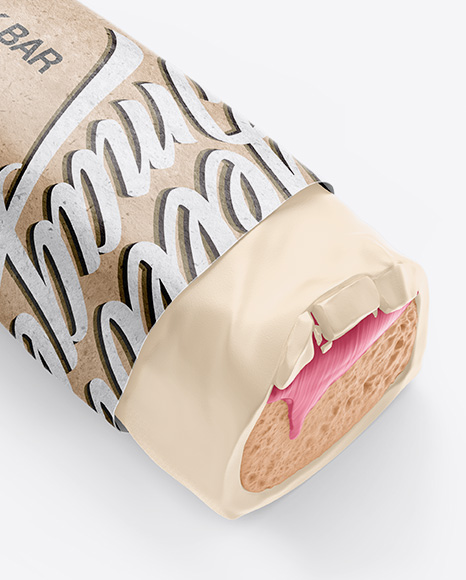 Opened Kraft Snack Bar Mockup - Half Side View